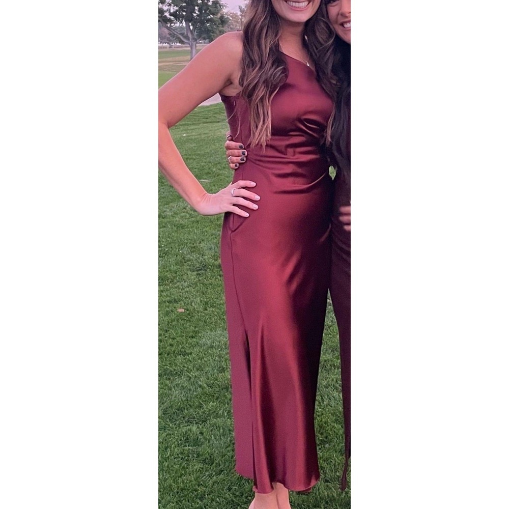 Elegant Burgundy Satin Dress